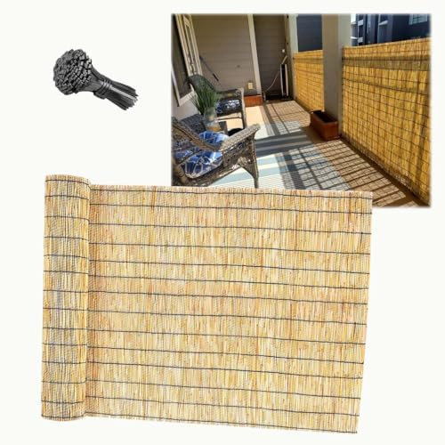 Estera Caña Vallas Decorativas de JardíN Rollo Protector Visual y Privacidad 30-180cm Pantalla De Caña Resistente Al Viento para Balcón Piscina(Natural)
