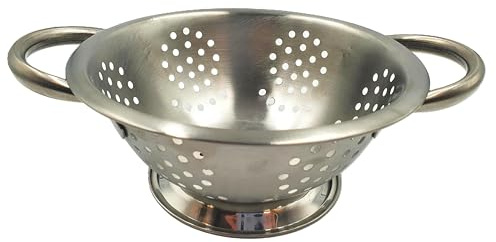Fackelmann 16cm Colander, 1pc, Stainless Steel, Small Mango Punch | Deep Mixing Bowl, Sieve for Straining, Drainer with Sturdy Base & Two Handles, Freestanding Vegetable & Pasta Strainer