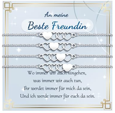 YELUWA Freundschaftsarmband für 2/3/4, Herz Armband Freundschaft | Beste Freund Geschenke Beste Freund Armband Damen Mädchen Frauen Freunde Weihnachten Geburtstagsgeschenk
