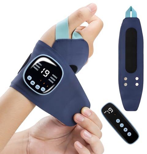 Yuning EMS Massaggiatore Manuale Elettrico senza Fili, Massaggiatore Portatile Ricaricabile con 3 Calore, 9 Modalità e 19 Forze, Supporto per Braccia Gomiti Polsi, Allevia l'Affaticamento e il Dolore