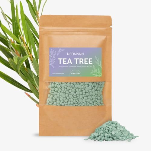 NEOMANN Waxing Perlen zur Wachs Haarentfernung 450g Teebaum-Duft-Hartwachs oder Wax für Schmerzfreie Wachsperlen Haarentfernung-für alle Wachswärmer und Ganzen Körper