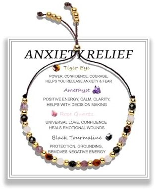 Pulsera piedras naturales mujer – Cuarzo Rosa, Amatista, Turmalina Negra y Ojo de Tigre – Pulsera chakra curativa y antiestrés, diseño boho ajustable, Cristal curativo natural, Joyas espirituales