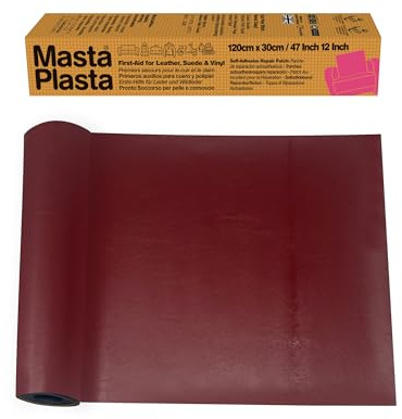 Lederreparatur-Set selbstklebend für Sofa, Autositz – Rot 120×30cm | All‑in‑One selbstklebende Lederreparatur von MastaPlasta – Polsterqualität, starker deutscher Kleber; keine Werkzeuge nötig