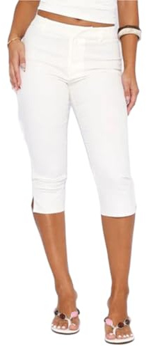 SANSIWU Women Y2k Yoga Capri Pants Elastic High Waist Slim Fit Stretch Leggings 3/4 Length Split Cropped Tummy Control Gym Joggers Bottom