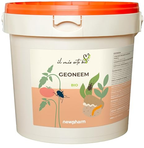 Newpharm® Geoneem - Concime Organico Azotato con Panelli di Neem, Secchio 4 kg in Pellet | Il Mio Orto Bio®