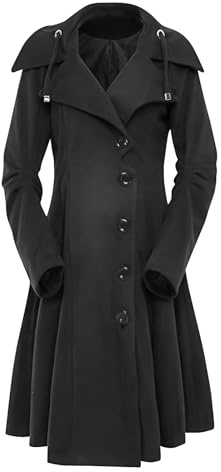 Generisch Wintermantel Damen Lang Elegant Wollmantel Zweireihig Wintercoat Mit Kaputze Mantel Dicke Trenchcoat Winter Winterjacke Warm Kapuzenjacke Einfarbig Damen-Mäntel Winddicht Jacke Outdoor