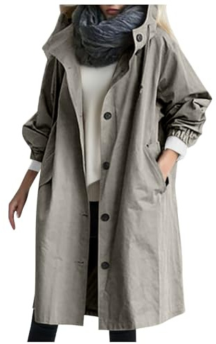 Chaqueta cortavientos para mujer, impermeable, forrada, para otoño, elegante, larga, cortavientos, parka, tallas grandes, chaqueta de entretiempo, chaqueta softshell, chaqueta para exteriores
