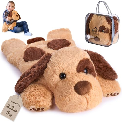 Tyngd Gosedjur Hund | 2,3 kg | Lugnande och Bekväm | Weighted Plush Dog | För Vuxna och Barn | Med Bärväska