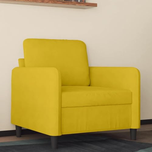 Teenpull Samt Sessel Gelb 60 cm, Modernes Wohnzimmer Sofa, Bequemer Relax Sessel mit Metallgestell, Luxuriöser Polstersessel für stilvolle Einrichtung, Max. 110 kg