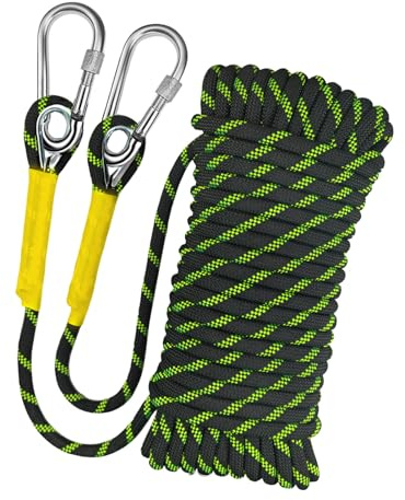 YIUBCZOQI 30m Corda Statica da Arrampicata 10mm con 2 Moschettone, UIAA