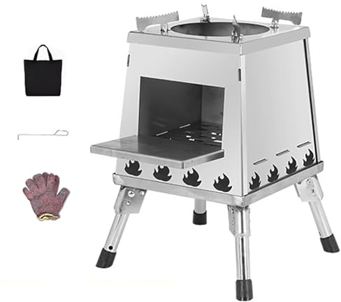 Tragbarer Holzofen – kompakter faltbarer Zeltheizer für Outdoor-Kochen, Camping, Wandern, Grillen, Picknick, Reisen, Wohnmobil, effiziente Heizlösung