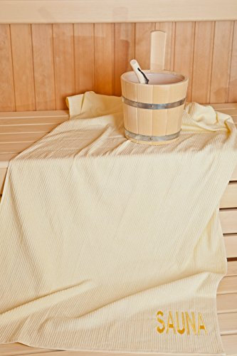 Sarong, asciugamano da sauna unisex, 100% cotone, di colore viola, crema, antracite e blu, 100% cotone, crema, Damen-Set | Sarong + Handtuch