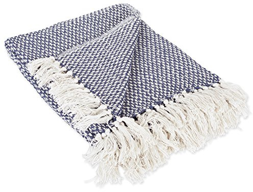 DII 100% Cotton Basket Weave Throw for Indoor/Outdoor Use Camping Bbq's Beaches Everyday Blanket, 50 x 60, Woven Stripe