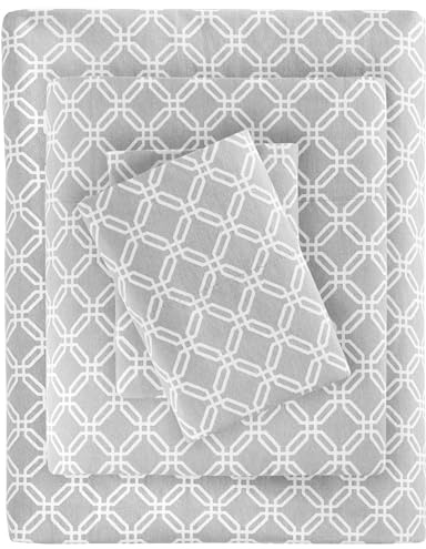 Sleep Philosophy True North by Cozy - Set di lenzuola in flanella 100% cotone ultra morbido per il freddo, per letto matrimoniale, grigio, 3 pezzi