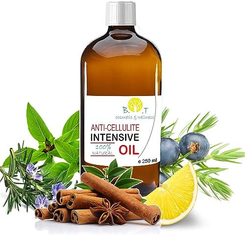 Weight loss Fat Burner Anti Cellulite Oil 100% Natural with Pure Essential Oil of Lemon, Rosemary, Cinnamon, Basil and Juniper Berry - Penetrates Skin Deeper Than any Cellulite Cream 250 ml 8.8 Fl OZ