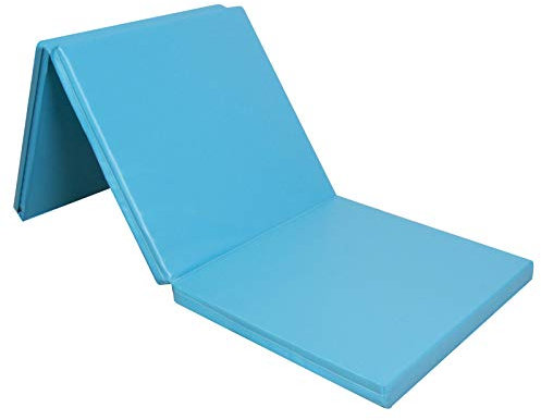 CCLIFE Turnmatte Weichbodenmatte 180x60x5cm Kinder Klappbare für Zuhause Fitnessmatte Gymnastikmatte Rutschfeste Sportmatte Spielmatte, Farbe:Hellblau