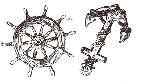 EROSPA® Tattoo-Bogen/Sticker temporär - Anker/Steuerrad/Schiff