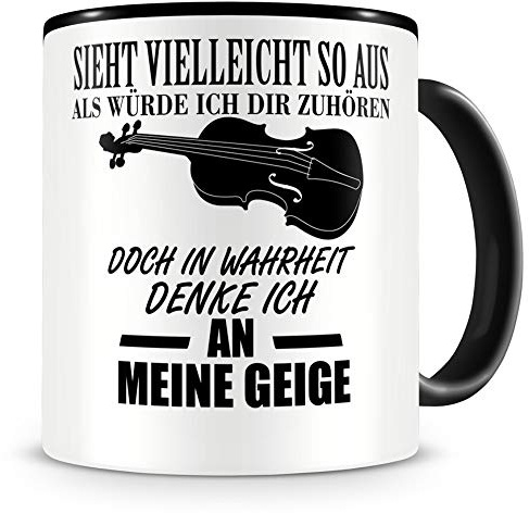 Samunshi® Geige Tasse mit Spruch Geschenk für Musiker Tasse Geige Becher Kaffeebecher groß Lustige Tassen zum Geburtstag Teetasse schwarz 300ml