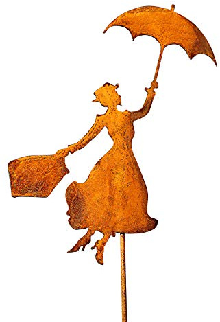 Bornhöft Mary Poppins - Decorazione da giardino in metallo arrugginito, 60 cm, decorazione da giardino