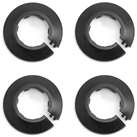 MroMax Lot de 4 cache-tuyaux en plastique PP noir de 3,2 cm, 32 mm, pour cacher les espaces et mettre à jour l'apparence de la plomberie