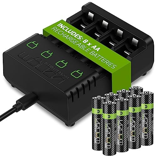 Venom Batterie AA ricaricabili + dock di ricarica - Include 8 batterie AA da 2100 mAh