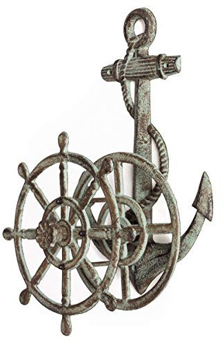 Antikas - Halter für Gartenschlauch mit Anker, Nordsee-Dekoration, Schlauchhalter Nautik