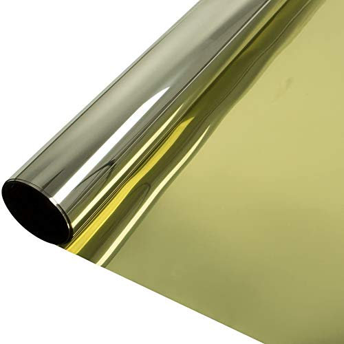 Sonnenschutz Fensterfolie, Sichtschutzfolie, Verdunkelungsfolie Fenster Klebefolie Statische Folie Dunkel Für Schlafzimmer Badezimmer Anti-UV. (Gold-Silber,50x600cm)
