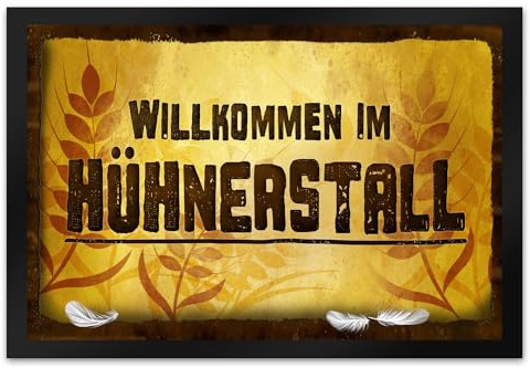 trendaffe - Willkommen im Hühnerstall Fußmatte XL mit Hühnerstall Motiv