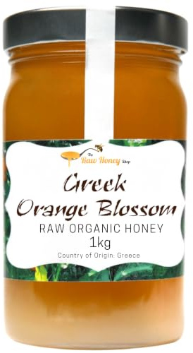 Thomas' Artisan Miel de fleur d'oranger grec - Épais, pressé à froid, antibactérien, non pasteurisé, grossièrement filtré/The Raw Honey Shop (1 kg)