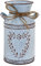 TTdayup Jarrón rústico Shabby Chic para Flor - Lata Leche con Acabado galvanizado con asa,Jarrón de Granja Vintage para centros de Mesa, Florero Metal Forma corazón y diseño Cuerda, 7.7 (Gris Claro)