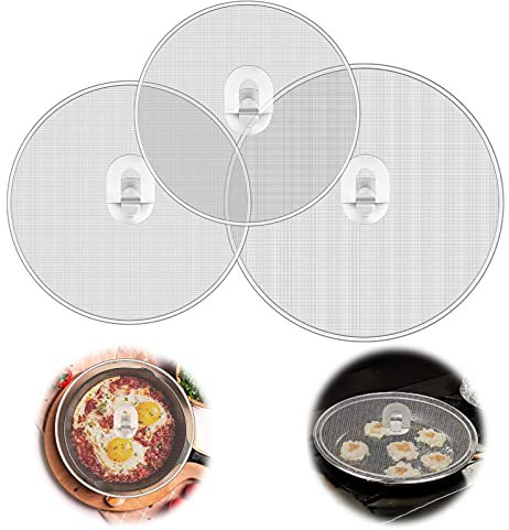 Haisheng 3PCS Paraspruzzi per Cucina Padelle Paraspruzzi Coperchio Antischizzo Paraspruzzi in Acciaio Inox per Padelle Paraschizzi Cucina Acciaio Paraspruzzi in Acciaio Inossidabile per Padelle