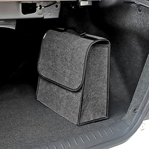 Vinsani Car Organiser Bag - Anti Slip Foldable Storage Case for Tools - Declutter Boot Tidy Bag - Suitable for All Vehicles - Grey Medium