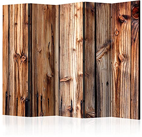 murando - Paravent Raumteiler Holz, 225x172 cm, 5-teilig, Wohnzimmer, Büro | Mobiler Sichtschutz, sofort einsatzbereit, Holzrahmen, ideal fürs Wohnzimmer oder Büro, geruchsneutral, lichtbeständig