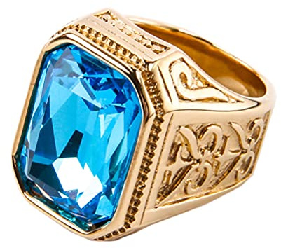 PAURO Herren Edelstahl Jahrgang Hochzeit Versprechen Zirkonia Ring mit Großem Stein