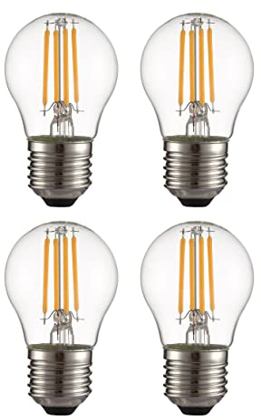 TEKLED LED Filament Style G45 Bulbs E27 Dimmable 4W 40W Equiv 2700K 4 Pack Warm White