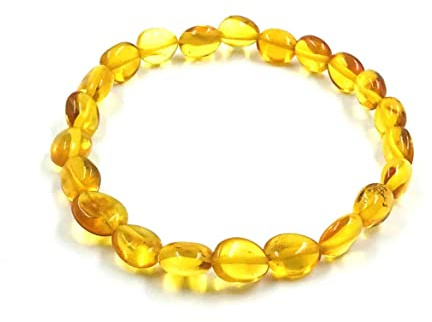 Bracelet extensible en ambre baltique véritable - fabriqué à la main à partir de perles d'ambre baltique polies/certifiées