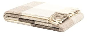 LANEROSSI - Plaid Check, 100% Lana Vergine, 130x170 cm, Beige