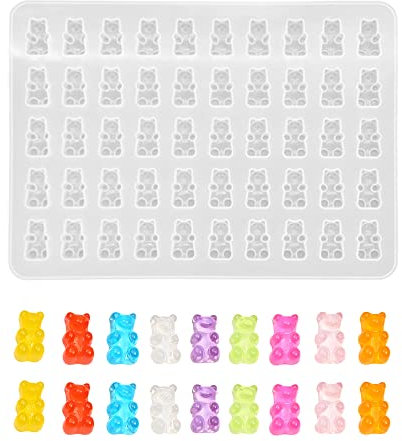 Nifocc Molde de fundición con forma de osito de goma, molde de silicona en 3D, resina epoxi, forma resina epoxi, molde resina resina, molde para manualidades, manualidades llavero pendientes colgantes