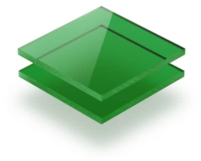 Feuille acrylique Vert teinté 5 mm - d'une dimension allant de 10x10 cm à 100x230 cm. Résistance aux UV, PMMA de haute qualité, Film protecteur sur les deux faces, Ne présente aucun bord tranchant.