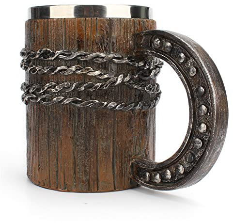 Personalisieren Sie Bierkrüge aus Edelstahl mit Innenfutter, Trinkgefäße, isolierte Thermosbecher, Rohholzbecher, Bier, Weinkrug, Danegeld-Krug, nordische Barrel-Cup-Bar, for Männer, Vatertags-Kaffeet