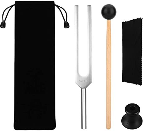 528 Hz Stimmgabel aus Edelstahl, Stimmgabel Neurologie, Tuning Fork Medical für Klangtherapie, Musikinstrument, Ausgleich, Stimmgabel Set mit Hammer und Schwarze Aufbewahrungstasche (528)