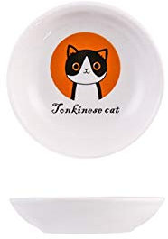 Creative Cute Cat Small Saucer Shape Mini Plate Ceramics Cartoon Dish Creative Snack Plate Chinchilla Squirrel Hedgehog Bowl Ceramic Cat Bowls (Color : Orange, Size : S)