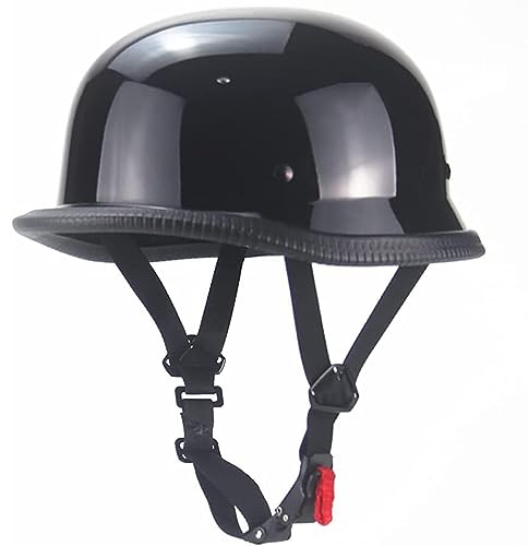 Vintage Motorcycle Helmet, German Retro Style Half Helmet ECE/DOT Approved German Style Half Helmet Motorcycle Cruiser Scooter Cool Helmet for Men and Women (A,Large)