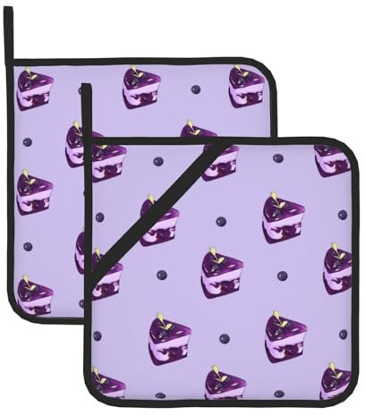 BROLEO Blueberry Cake Picture Lot de 2 maniques isolantes carrées 20,3 x 20,3 cm : épais et durable, anti-brûlure et isolation thermique