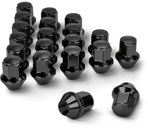 Dynofit 14x1.5 Wheel Lug Nuts Compatible with Ford Lincoln Mustang Explorer Edge, 20PCS M14x1.5 OEM Black Lug Nuts 1.5H 13/16 Hex for Fusion Maverick Aviator MKX, Replace OE#ACPZ-1012-D|ACPZ-1012-M