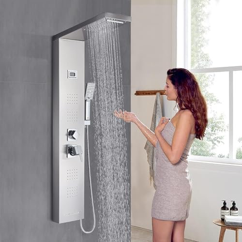 llffssdg Columna Ducha Columna de Hidromasaje con Grifo Acero Inoxidable Panel Duchas Set Ducha Sistema Duchas de Baño Cepillado