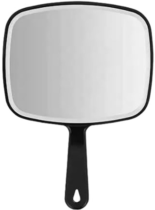 Bexdug Specchio con manico, specchio mano per donna | Specchio portatile quadrato nero,Specchio portatile nero con manico, per barbiere Strumenti di bellezza per parrucchieri