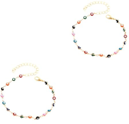 VALICLUD 2stücke Buntes Fußkettchen Mit Augenanhänger Verstellbare Retro-ankette Für Strand Und Freizeit Für Damen Und Mädchen Langlebig Und Stilvoll Perfektes Für Familie Und