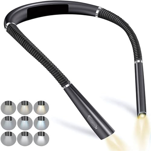 SmartB LED-Halsbuch-Leselampe, flexible Taschenlampe Wiederaufladbar LED Buchlampe zum Lesen im Bett, Stufenlos Dimmbar, 3 Farb-Augenschutzmodi, über 80 Stunden Laufzeit, Ergonomisches Design