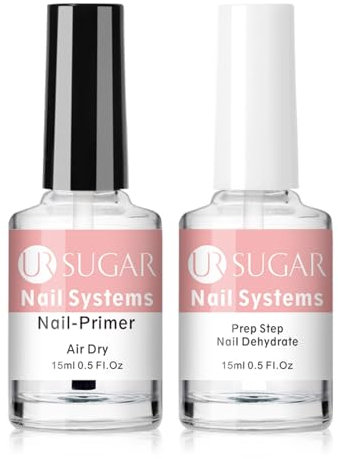 UR SUGAR Primer Für Gelnägel Dehydrator Für Nägel Set, 2 x 15 ml Dehydrat Bond Nail-Primer Acid Free Nail Prep Dehydrate Quick Air Dry fur Nail Art UV Gel Nagellack Acrylnägel